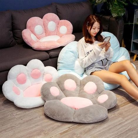 Coussin De Pied De Chaise - 70x60x12 Cm - En Peluche Et Coton PP - Lavable En Machine - Blanc - 1 Pièce (1/4)