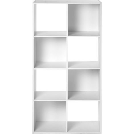 Calicosy – Étagère de rangement 8 cases en panneaux de particules 12mm – Dimensions L62 x P29.5 x H123 cm – Pour livres et objets décoratifs