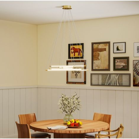 Lámpara de techo LED 50W, 5 brazos regulables, oro y blanco OKMYHOME (1/5)
