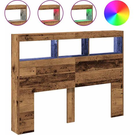 Maison Exclusive - Cabecero de cama con LED madera vieja 140x17x1