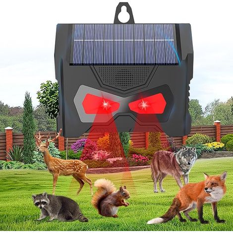 Répulsif Solaire Ultrasonique - Répulsif Animal Extérieur - Pour Chats Chiens Rongeurs Renards Cerfs - 9-65 kHz - Capteur Lumière Solaire - 1 Pièce (1/5)
