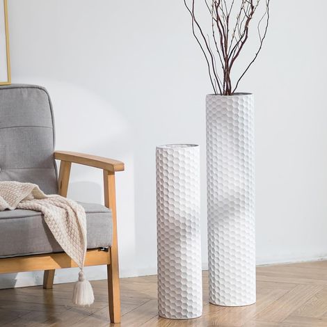 Métal Grand Vase a Poser au Sol: Blanc Vase de Sol Decoratif 2pcs (1/5)