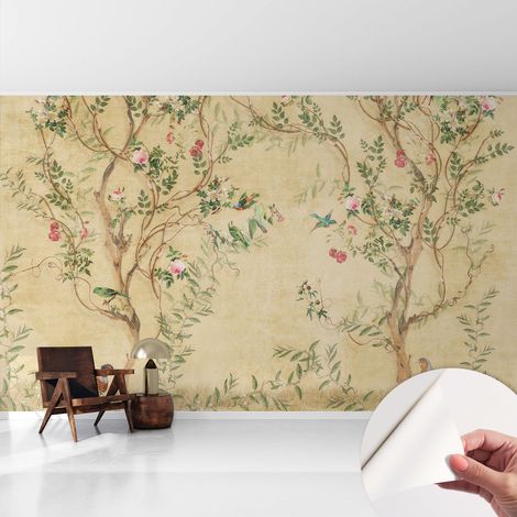 Papier peint autocollant avec imprimé décoratif pour salon et chambre à coucher Installation facile Accents floraux 416x254 cm (1/5)