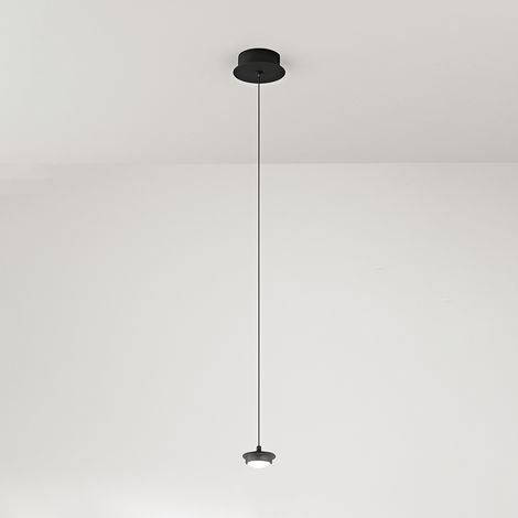 Sospensione Industrial-Minimal-Nordico Hunter Alluminio Nero Vetro Led 5W 3000K (1/2)