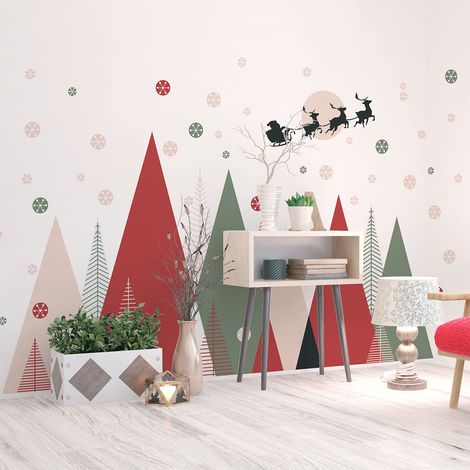Stickers montagnes scandinaves en avant les rennes  40 x 60 cm (1/5)
