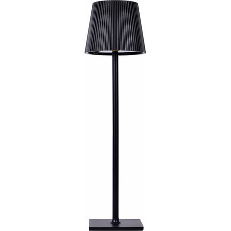 LAMAPADA DA TAVOLO LED NERA CON PARALUME PLISSETTATO RICARICA SOLARE E USB - 3 MODALITA' DI ILLUMINAZIONE REGOLABILI SENSORE CREPUSCOLARE DESIGN MODERNO (1/5)