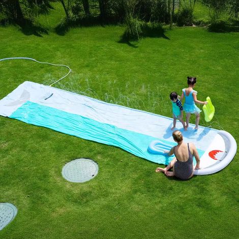 Toboggan Aquatique Baleine 550 x 145 cm, Glissade d’Eau Enfant avec 2 Planches, Jeu Extérieur Jardin Été (1/5)
