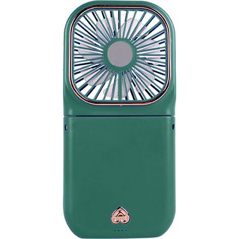 Ventilateur de cou pliable à trois niveaux réglables, rechargeable par USB, mini ventilateur portatif à suspendre autour du cou pour la randonnée et les pique-niques, vert (1/4)