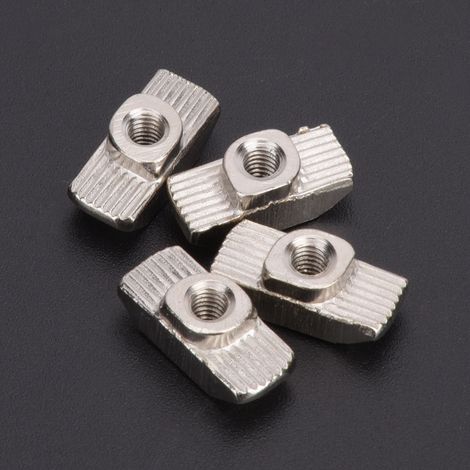 100 écrous à rainure en T nickelés en acier au carbone, fixations coulissantes pour profilés en aluminium (M4) (1/5)