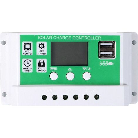 100 A 12/24 V PWM Solarladeregler, Solarpanel-Batterie, intelligenter Regler mit zwei USB-Anschlüssen, einstellbare Parameter, LCD-Anzeige, Timer-Einstellung – 100 A (1/5)