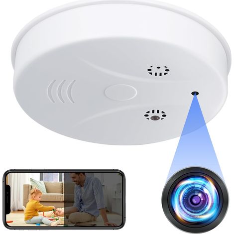 Caméra Espion WiFi 5G, Micro Camera Cachée sans Fil Détecteur de Fumée HD 1080P Caméra de Surveillance Mini Camera a Distance Discrete Enregistreur Nocturne Détection de Mouvement (1/5)