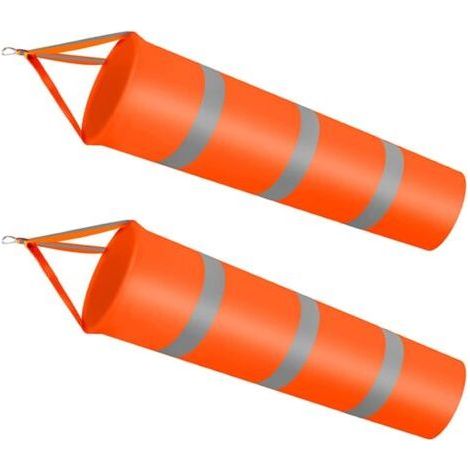 Lot de 2 manches à air orange, manches à air réfléchissantes orange, manches à air anti-déchirure pour la météorologie, l'agriculture, l'exploration pétrolière et d'autres industries (orange) (1/5)