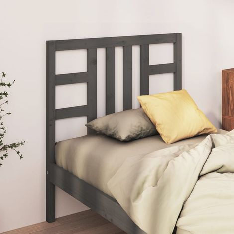 Bed Headboard Grey Solid Pine Wood 96x4x100 cm Attractive Design vidaXL (1/5)