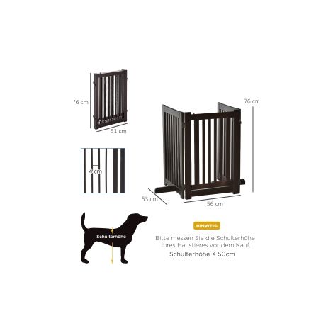Barrière pour chien autoportante marron foncé en bois réglable et pliable avec protection sécurisée pour la maison le couloir et (1/5)
