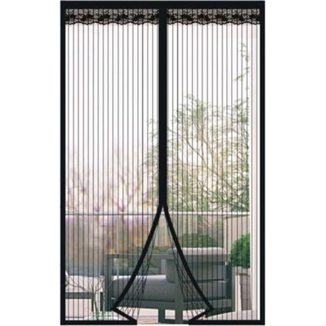Moustiquaire Porte Fenetre Magnétique 110x220cm Rideau de Porte Antimoustique Maille Ultra Fine Moustiquaire avec Fermeture Aimantée Sans Perçage pour de Balcon, Chambre, Noir