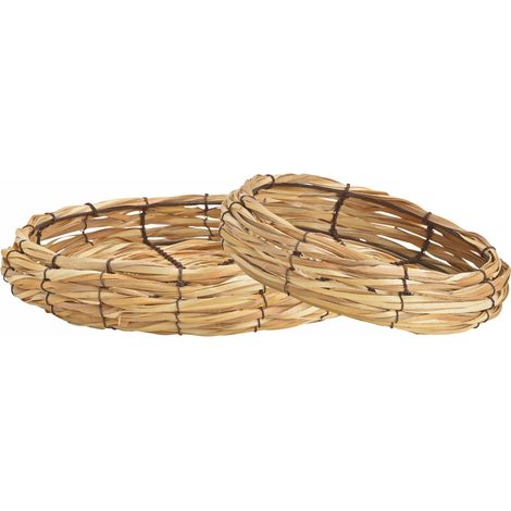Deko Holz Schale rund geflochten - 2er Set - Flechtkorb in 26 cm und 33 cm - Brötchen Obst Dekoration Korb Flechtware