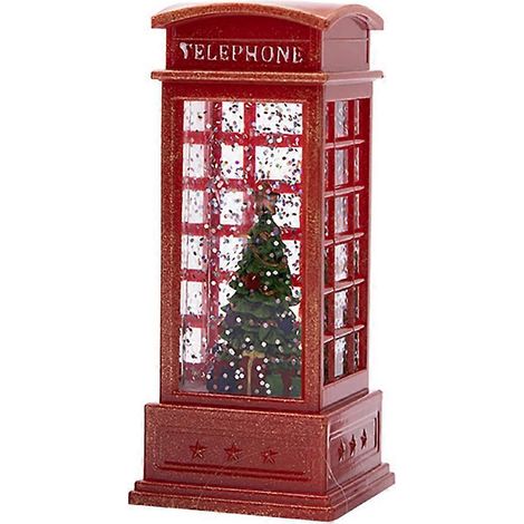 Lanterne de Noël Boule à neige Lanterne d'eau scintillante Cabine téléphonique pour les fêtes des enfants Sapin (1/5)