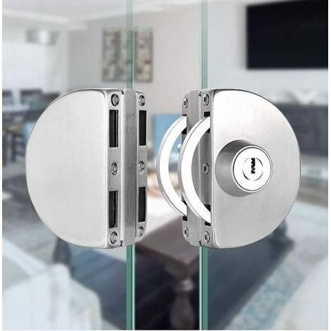 KZQ – Serrure de porte en verre inoxydable sans perçage – Compatible verre 8-12 mm – Installation facile avec clé hexagonale – Lot de 2 serrures (1/4)