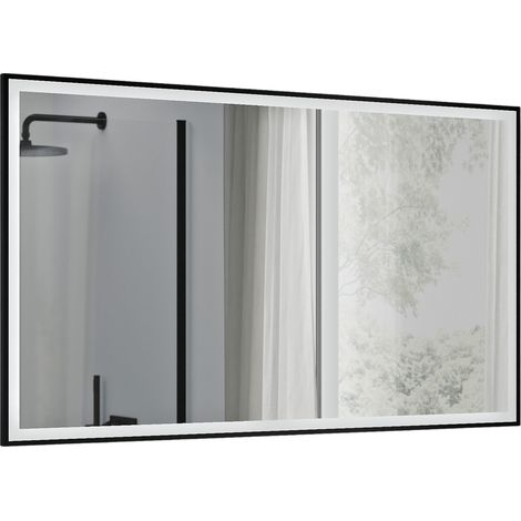 BERNSTEIN - Espejo de baño LED rectangular 70x120cm (AxL) marco negro, antivaho, intensidad de luz regulable, sensor de movimiento - VARO FRAME