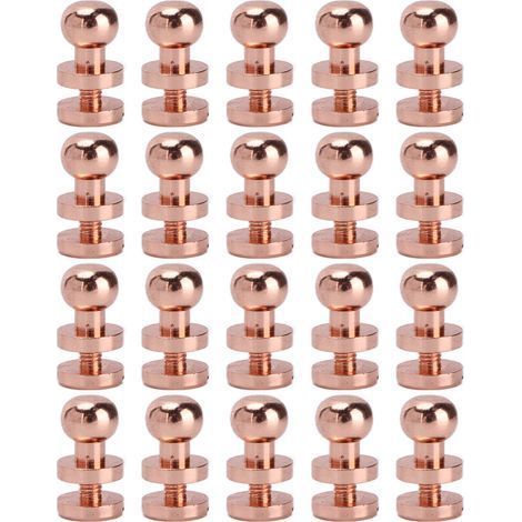 20 roségoldene, oxidationsbeständige Messingnieten, Lederwarenzubehör für Handtaschen und Schuhe, 8 x 7 mm (1/5)