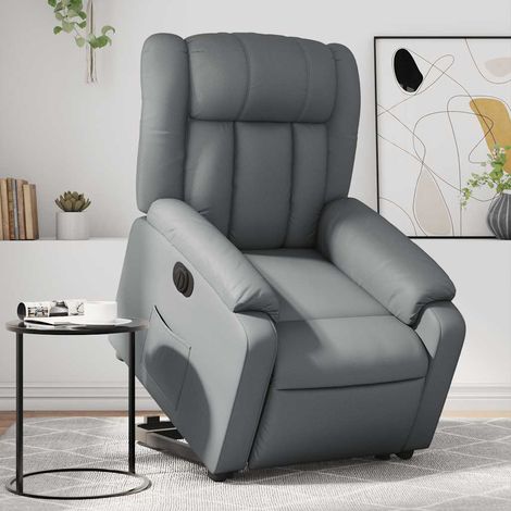 Relaxsessel mit Aufstehhilfe Elektrisch Grau Kunstleder