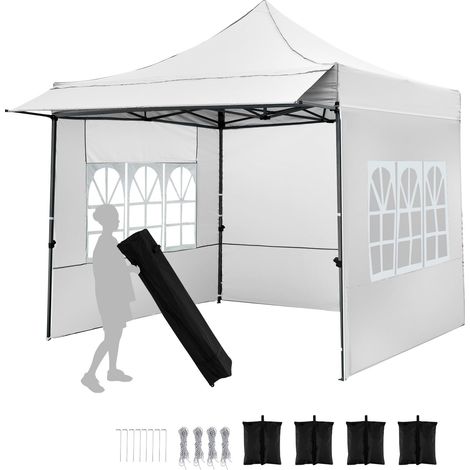 COSTWAY Tonnelle de Jardin Exterieur 3x3 m, Tonnelle Pliante Pop-Up, avec 3 Hauteur Réglable, Cadre en Métal, 4 Sacs de Sable, pour Camping, Festival, Plage, Jardins, Sac de Transport Inclus (1/5)