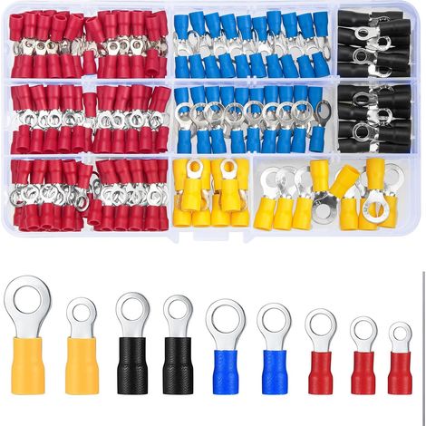 200 Pièces Cosse a Sertir, 1,25-6,0 mm² Cosses Electriques Rondes Mâles et Femelles, Cosses Electriques, Connecteur électrique, Embouts de Cablage Isolé (1/5)