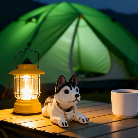 Estatua de husky cabezón, decoración para el salpicadero, perro de resina flocada, accesorios para vehículos para el hogar o la oficina. (1/5)