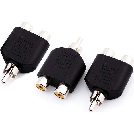 Adaptateur répartiteur 1 RCA mâle vers 2 RCA femelles, rallonge audio/vidéo pour TV, système de navigation autoradio et installation de caméras latérales/avant - Lot de 3 (1/5)
