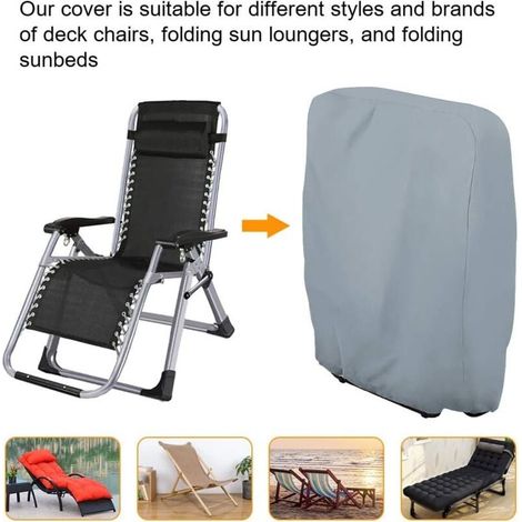 Housse de Protection pour Chaise Longue Pliante, Housse Transat Jardin Anti-poussière, Imperméable, Anti-UV, Housse Relax Jardin 210D Oxford pour Fauteuil Relax, W71×H110cm (Gris) DENUOTOP (1/3)