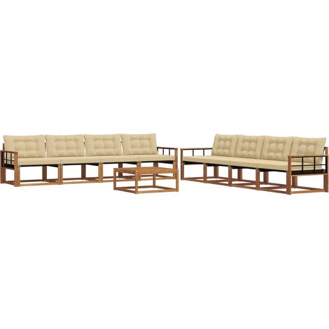 Ensemble de canapés d'extérieur 9 pcs Salon de jardin Naturel et Beige (1/5)