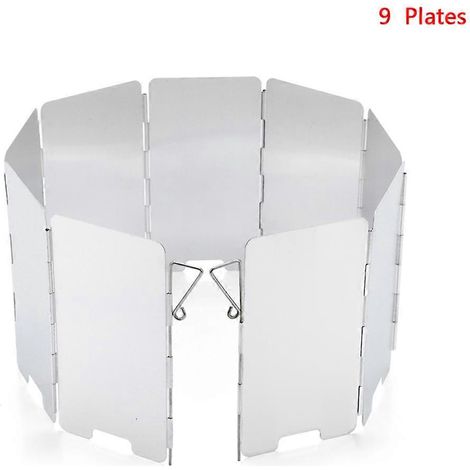 Pare-vent pour réchaud de camping pliant en aluminium à 9 plaques, idéal pour les pique-niques et le camping.