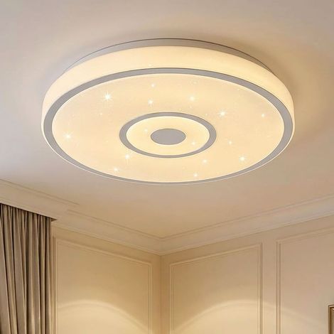 LED Deckenlampe Deckenleuchte Wohnzimmerlampe Sternen-Effekt Weiß Metall D 38 cm