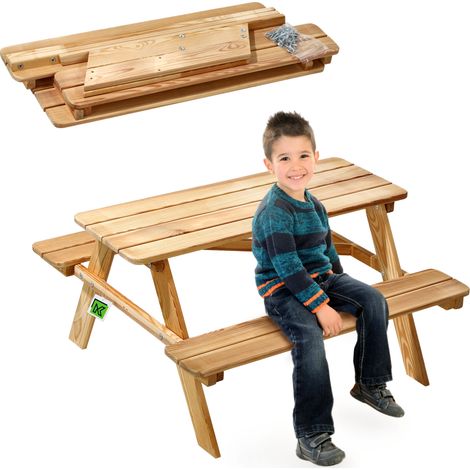 Gartenbank KADAX Holzbank für Kinder mit Tisch für den Garten