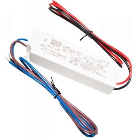 MW MEAN WELL Led Driver CC LPC-20-350 IP67 Output 17W 48V 350mA Input 100-240V 0,55A Corrente Costante