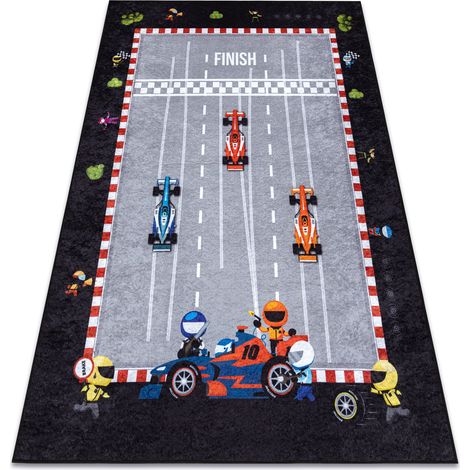 JUNIOR 52108.801 washing carpet Race, formula 1 for children anti-slip - grey grey 200x290 cm