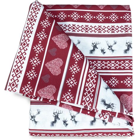 TOVAGLIA in COTONE in stile montanaro CERVINO rosso Cm. 140x140 x4 persone