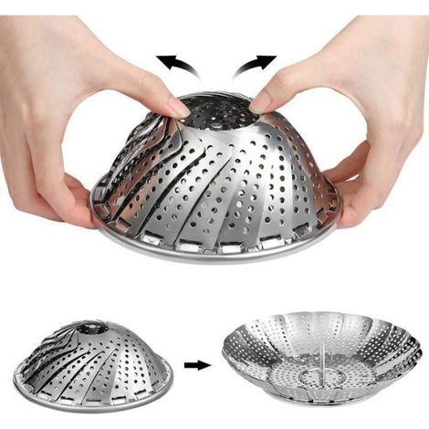 Panier Vapeur - Acier Inoxydable 430 - Pliable 3 Pieds - Pour Cuisinière et Casserole - 15 x 10 x 5 cm - 1 Pièce (1/5)