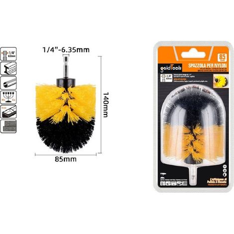 Kaela - Spazzola In Nylon 85 Mm Attacco 1/4" Rotante Trapano Elettrico Per Pulizia 57238 - (1/2)