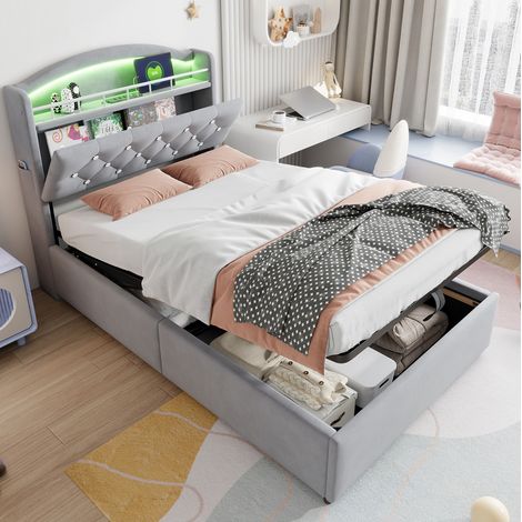 Letto singolo contenitore LED USB 90x200 OKMYHOME (1/5)
