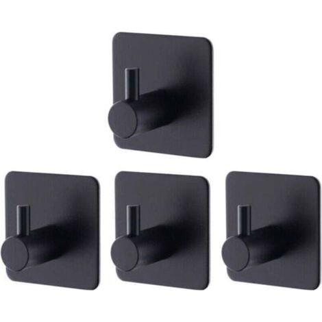 Lot de 4 stickers muraux noirs, auto-adhésifs en acier inoxydable, sans perçage, pour salle de bain et cuisine (1/4)