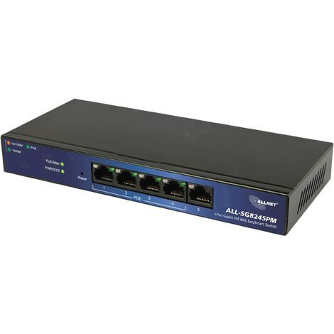 Allnet ALL-SG8245PM Switch Gigabit de 5 puertos administrado, 4x PoE (1/4)