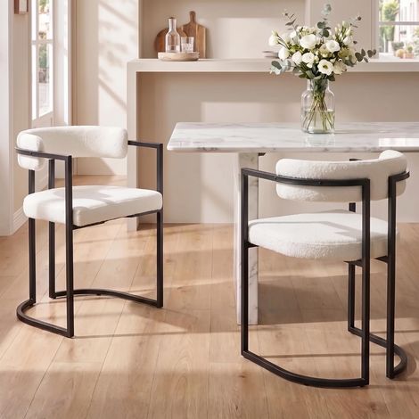 Wahson Juego de 2 Sillas de Comedor de Piel Sintética con Patas de Metal, Sillas Modernas para Cocina, Salón y Restaurante, Blanco