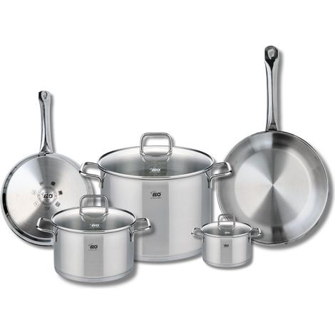 Ensemble de 2 Poêles de cuisson 24 et 28 cm et 3 faitouts 12, 20 et 26 cm Elo Profi Citrin (1/5)