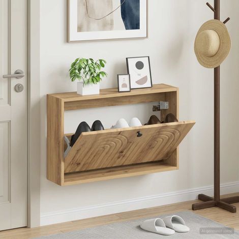 vidaXL Wall-Mounted Shoe Cabinet ALKMAAR 71 x 17 x 43 cm Artisan Oak (1/5)