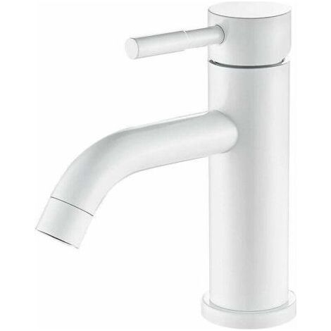 Robinet de Salle de Bain blanc, Mitigeur Lavabo en Acier inoxydable (1/4)