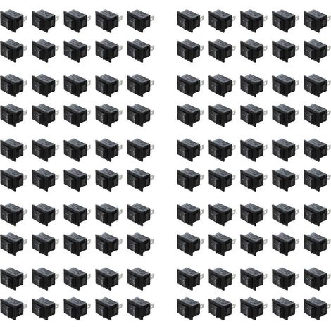 Lot de 100 mini interrupteurs à bascule SPST noirs à 2 broches125 V CA 10 A250 V 6 Afinition noire et argentée. (1/5)