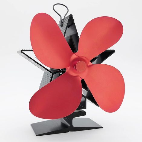 Ventilatore per camino a quattro pale, alimentato a calore, che fa circolare l'aria calda e consente un efficiente risparmio di combustibile, per casa/stufa a legna/camino. (1/5)