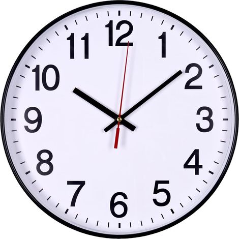 Officer Products Horloge Murale en Plastique - 34 cm - Chiffres Arabes - Horloge Murale Silencieuse à Quartz - pour l'école, Le Bureau, Le Salon, la Cuisine - Analogique - Moderne - Ronde décorative (1/5)