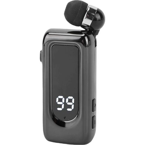 Casque Bluetooth Rétractable, Clip Lavalier sur L'écouteur avec Micro Annulant ENC, Affichage d'alimentation LED, Talking 18H, Navigation, pour Conduire des Affaires (Black) (1/5)